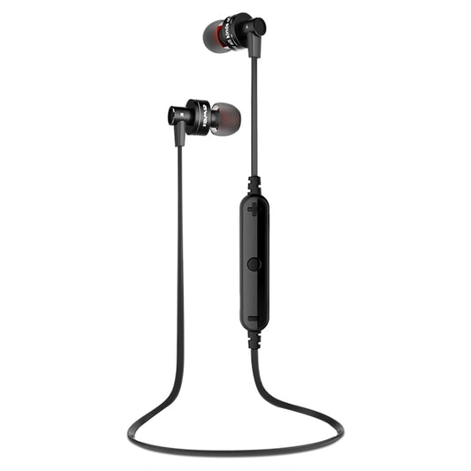 Black sport Bluetooth earbuds with neckband design and hands-free calling capability