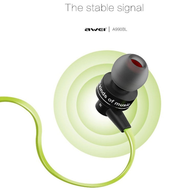 AWEI A990BL Wireless Sport Bluetooth Stereo Earphone with Wire Control + Mic, Support Handfree Call