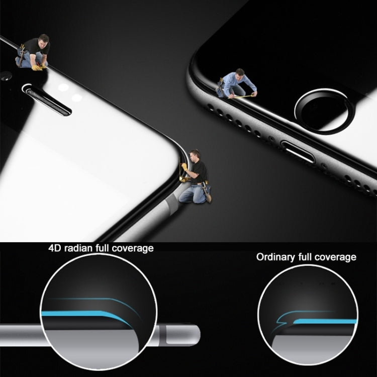 Pour iPhone 6 Plus et 6s Plus 0,26 mm 9H dureté de surface 4D courbé arc antidéflagrant HD écran en verre trempé film plein écran