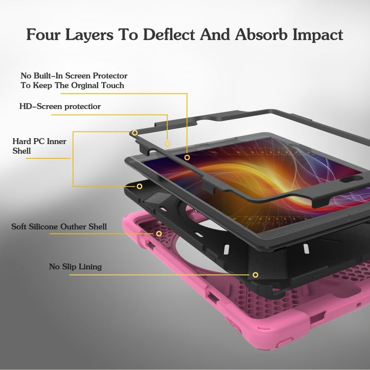 For iPad 9.7 (2018) & iPad 9.7 (2017) 360 Degree Rotation PC + Silicone Protective Case with Holder & Hand-strap, For iPad 9.7 (2018) & iPad 9.7 (2017)