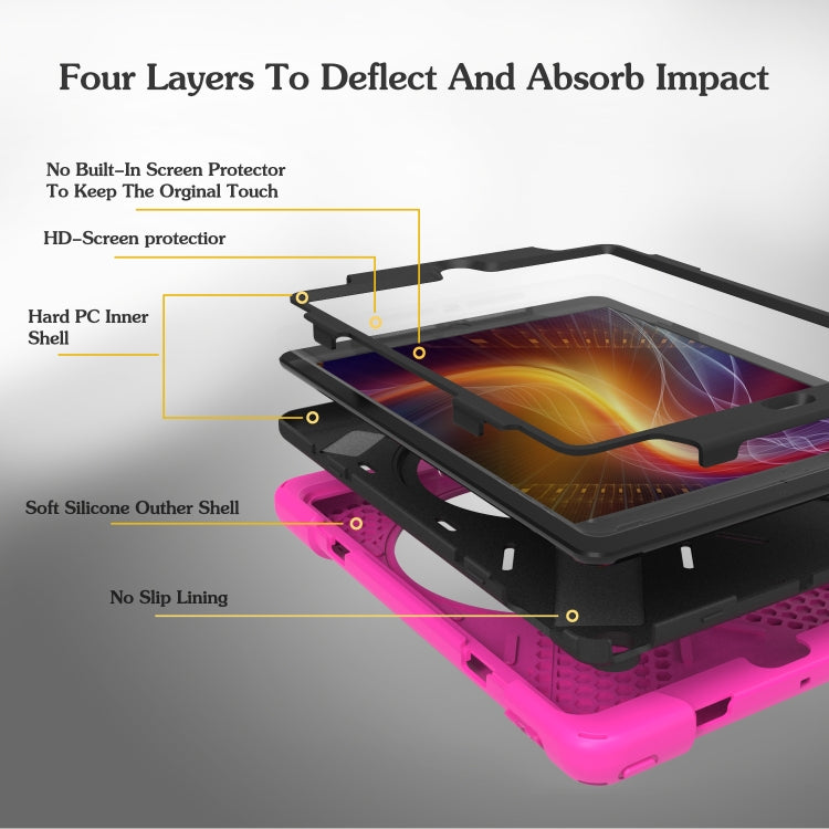 For iPad 9.7 (2018) & iPad 9.7 (2017) 360 Degree Rotation PC + Silicone Protective Case with Holder & Hand-strap, For iPad 9.7 (2018) & iPad 9.7 (2017)