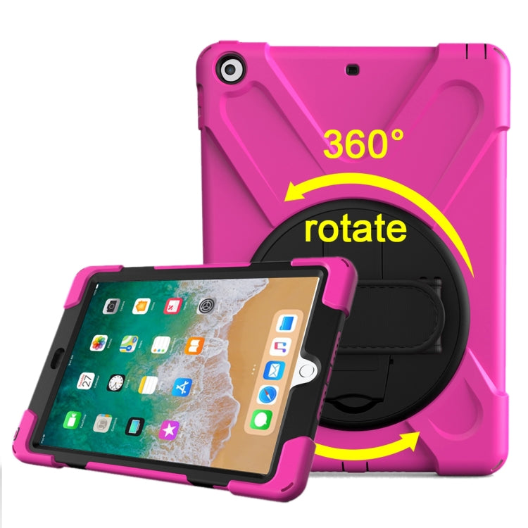 For iPad 9.7 (2018) & iPad 9.7 (2017) 360 Degree Rotation PC + Silicone Protective Case with Holder & Hand-strap, For iPad 9.7 (2018) & iPad 9.7 (2017)