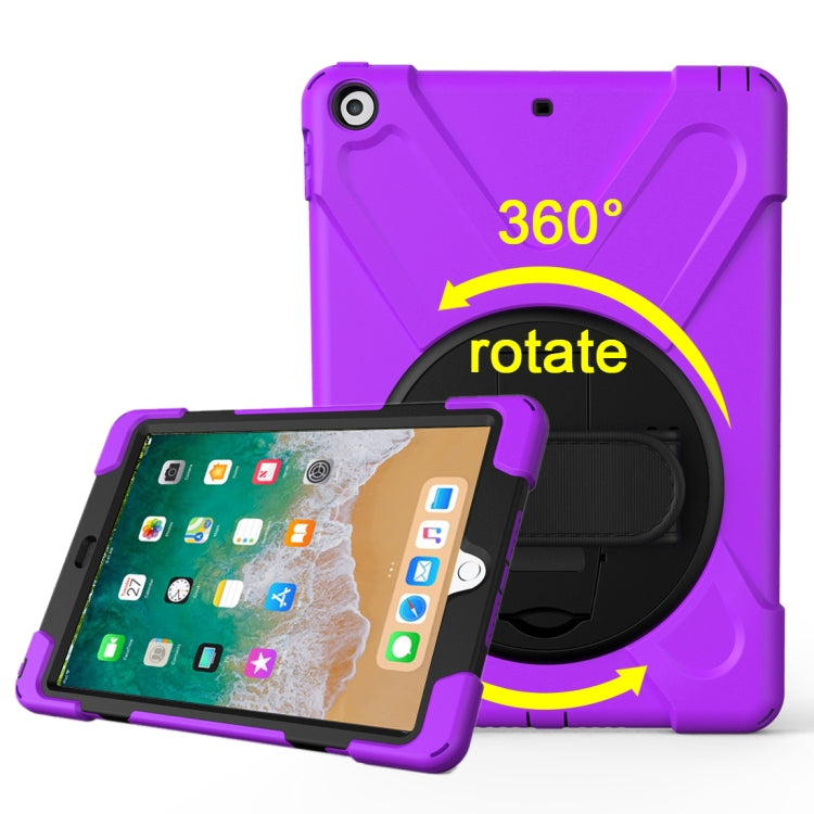 For iPad 9.7 (2018) & iPad 9.7 (2017) 360 Degree Rotation PC + Silicone Protective Case with Holder & Hand-strap, For iPad 9.7 (2018) & iPad 9.7 (2017)