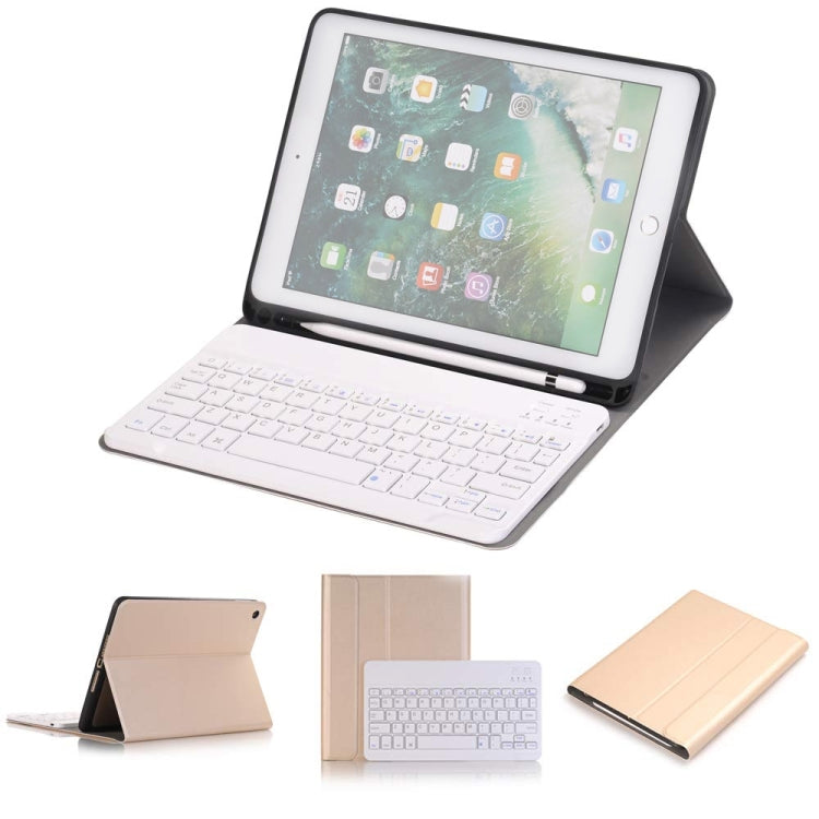 Clavier Bluetooth détachable + étui en cuir à rabat horizontal avec support et porte-crayon pour iPad Pro 9,7 pouces, iPad Air, iPad Air 2, iPad 9,7 pouces (2017), iPad 9,7 pouces (2018), A07B noir, A07B or, A07B bleu, A07B or rose