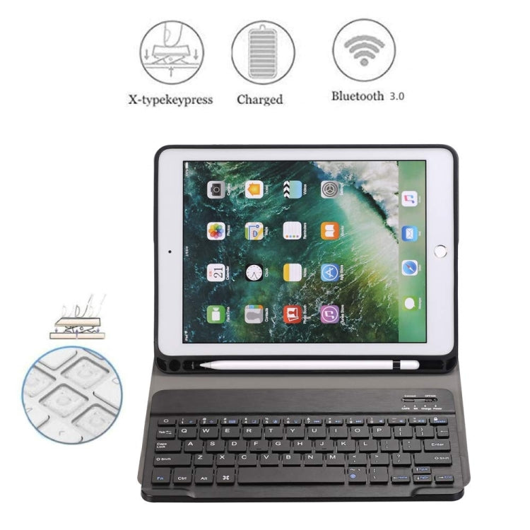 Clavier Bluetooth détachable + étui en cuir à rabat horizontal avec support et porte-crayon pour iPad Pro 9,7 pouces, iPad Air, iPad Air 2, iPad 9,7 pouces (2017), iPad 9,7 pouces (2018), A07B noir, A07B or, A07B bleu, A07B or rose