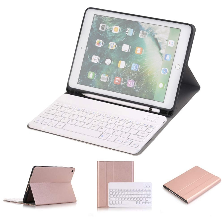 Clavier Bluetooth détachable + étui en cuir à rabat horizontal avec support et porte-crayon pour iPad Pro 9,7 pouces, iPad Air, iPad Air 2, iPad 9,7 pouces (2017), iPad 9,7 pouces (2018), A07B noir, A07B or, A07B bleu, A07B or rose