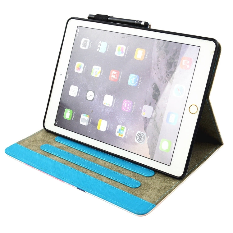 Étui de protection universel à rabat horizontal en cuir avec support et emplacements pour cartes pour iPad 9,7 pouces (2018) et iPad 9,7 pouces (2017) / iPad Air / iPad Air 2, motif « TIME TO PARTY »