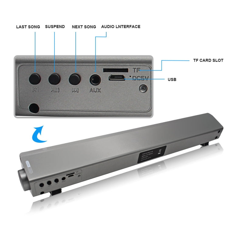Barre de son LP-08 (CE0150) Lecteur MP3 USB 2.1 canaux Bluetooth sans fil, CE0150 Noir, CE0150 Or, CE0150 Argent