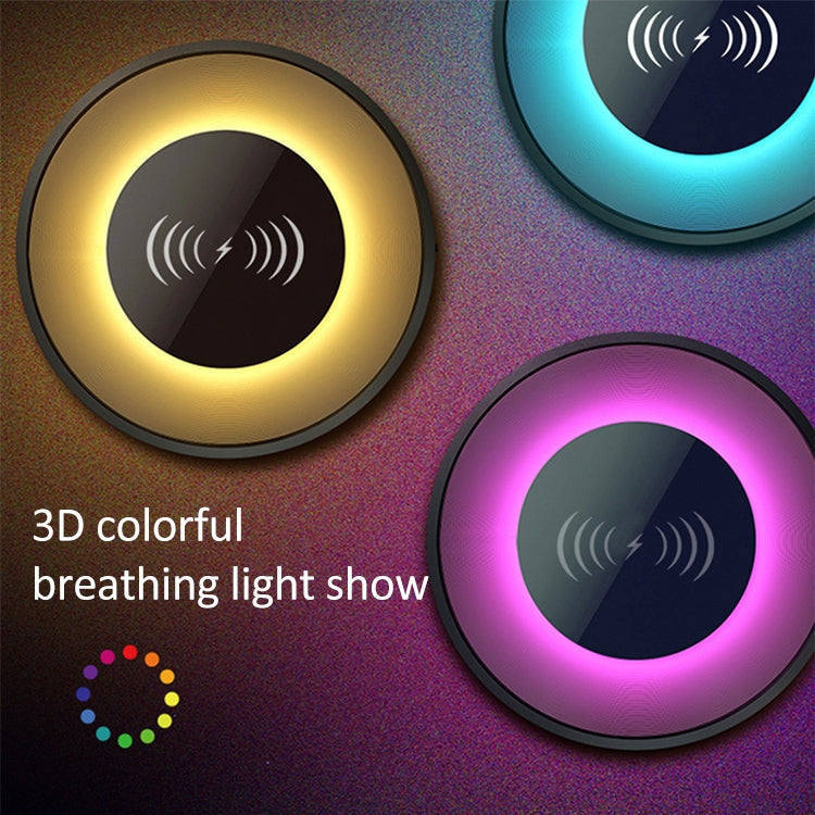 NewRixing NR-3500 Multi-function Atmosphere Light Wireless Charging Bluetooth Speaker with Hands-free Call Function, Support TF Card & USB & FM & AUX