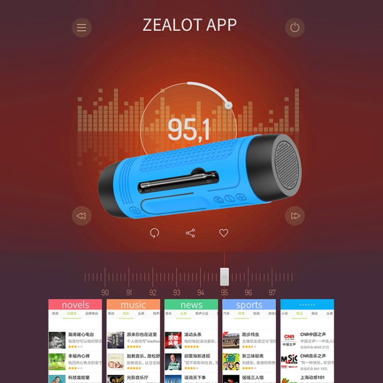 Enceinte Bluetooth multifonction sans fil ZEALOT A2, microphone intégré, prise en charge des appels Bluetooth, AUX, carte TF et lumières LED