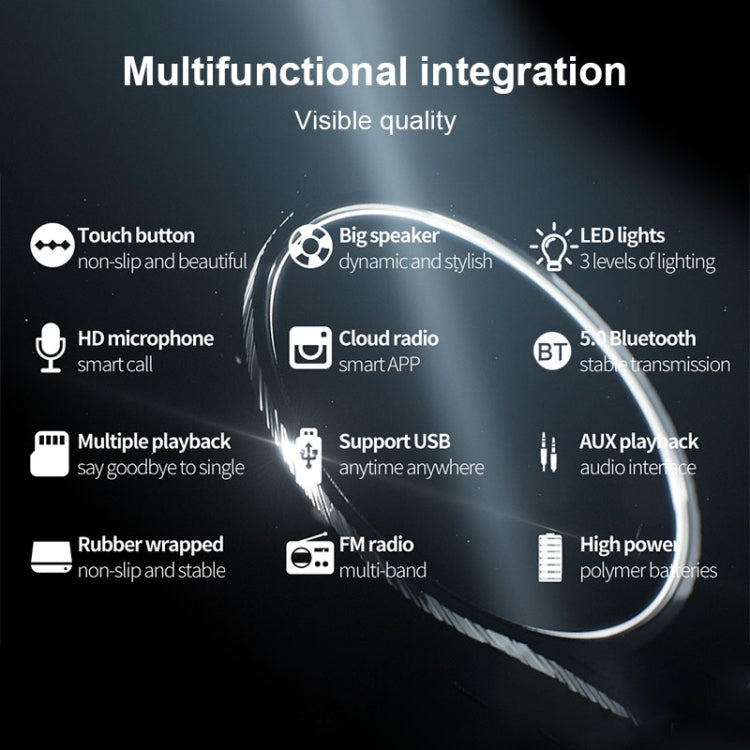 Enceinte Bluetooth multifonction sans fil ZEALOT A2, microphone intégré, prise en charge des appels Bluetooth, AUX, carte TF et lumières LED