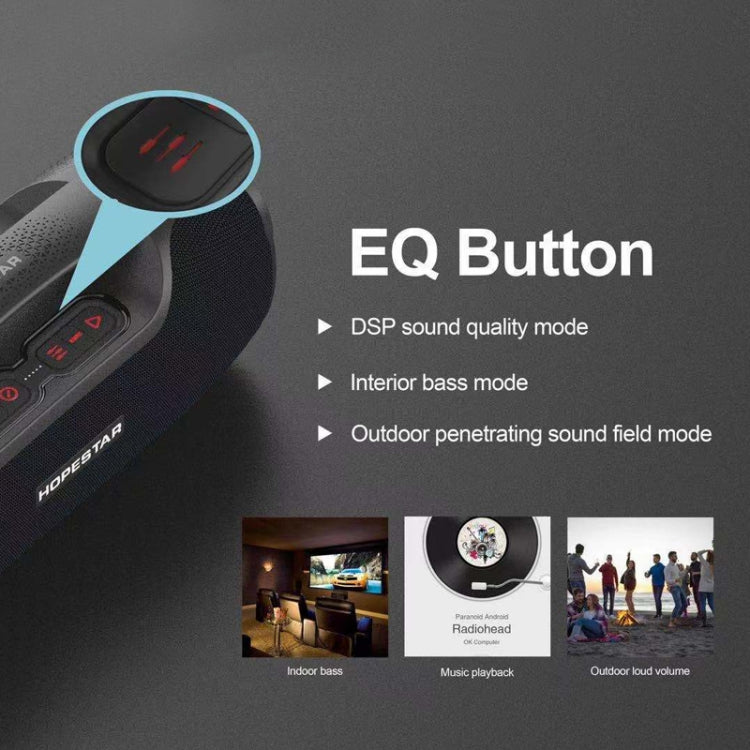 HOPESTAR A6X TWS Portable Outdoor Bluetooth Speaker with Colorful Music Lights, Support Power Bank & Hands-free Call & U Disk & TF Card & 3.5mm AUX