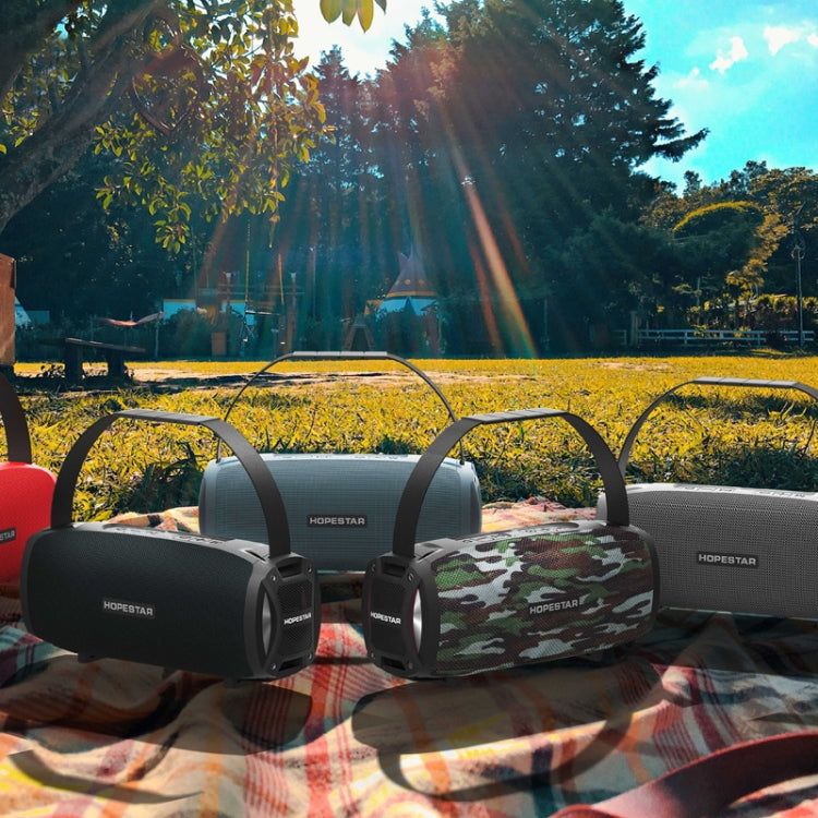 HOPESTAR H24 Pro TWS Portable Outdoor Waterproof Woven Textured Bluetooth Speaker with Rhythm Light, Support Hands-free Call & U Disk & TF Card & 3.5mm AUX & FM, H24 Pro Grey, H24 Pro Blue, H24 Pro Red, H24 Pro Black