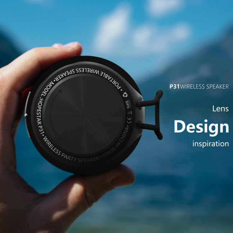 HOPESTAR P31 TWS Portable Outdoor Waterproof Lens-style Head Bluetooth Speaker with LED Color Light, Support Hands-free Call & U Disk & TF Card & 3.5mm AUX & FM, P31 Red