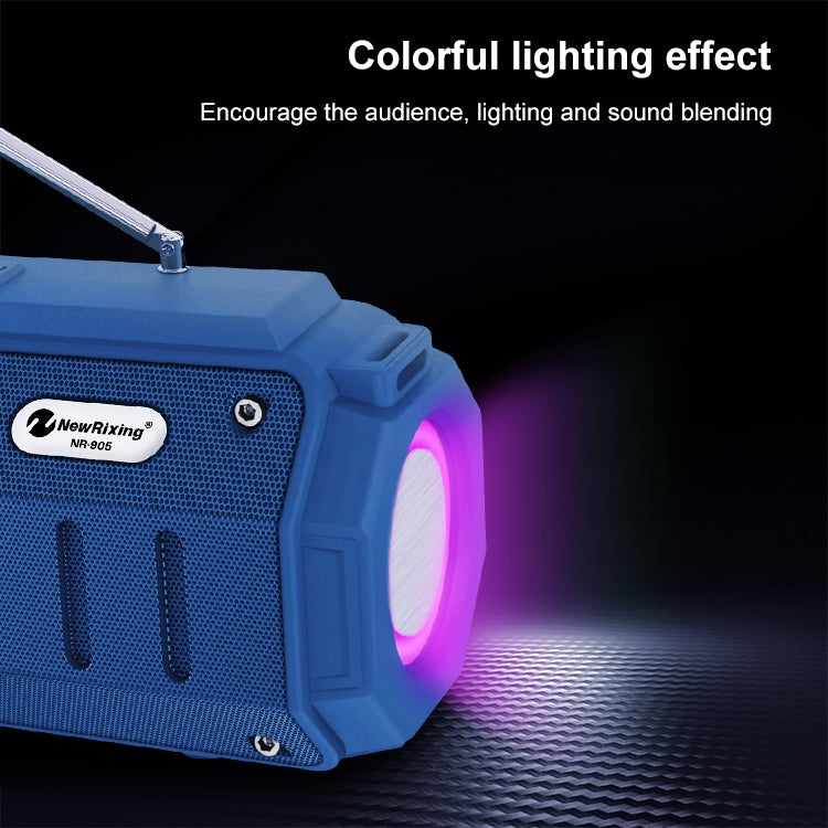 New Rixing NR-905FM TWS Bluetooth Speaker Support Hands-free Call / FM with Shoulder Strap & Antenna, NR-905FM (Black), NR-905FM (Green), NR-905FM (Blue), NR-905FM (Red)