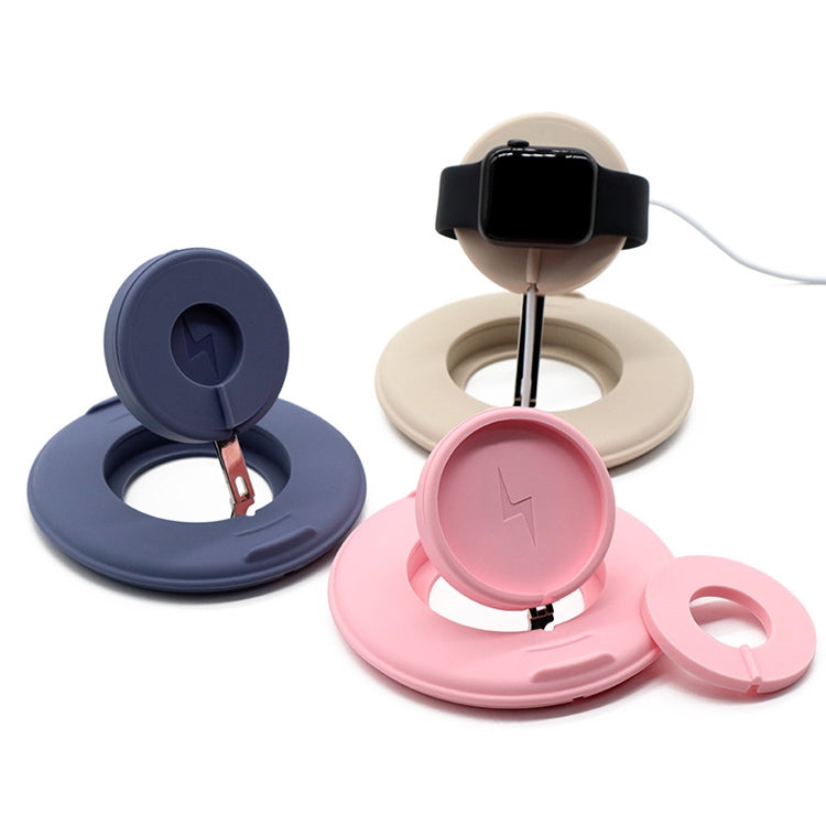 2 in 1 Silicone Desktop Wireless Charger Telescopic Stand For iPhone / Watch Wireless Charger