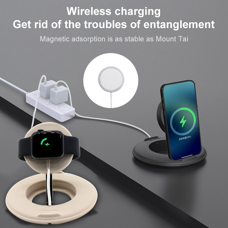 2 in 1 Silicone Desktop Wireless Charger Telescopic Stand For iPhone / Watch Wireless Charger