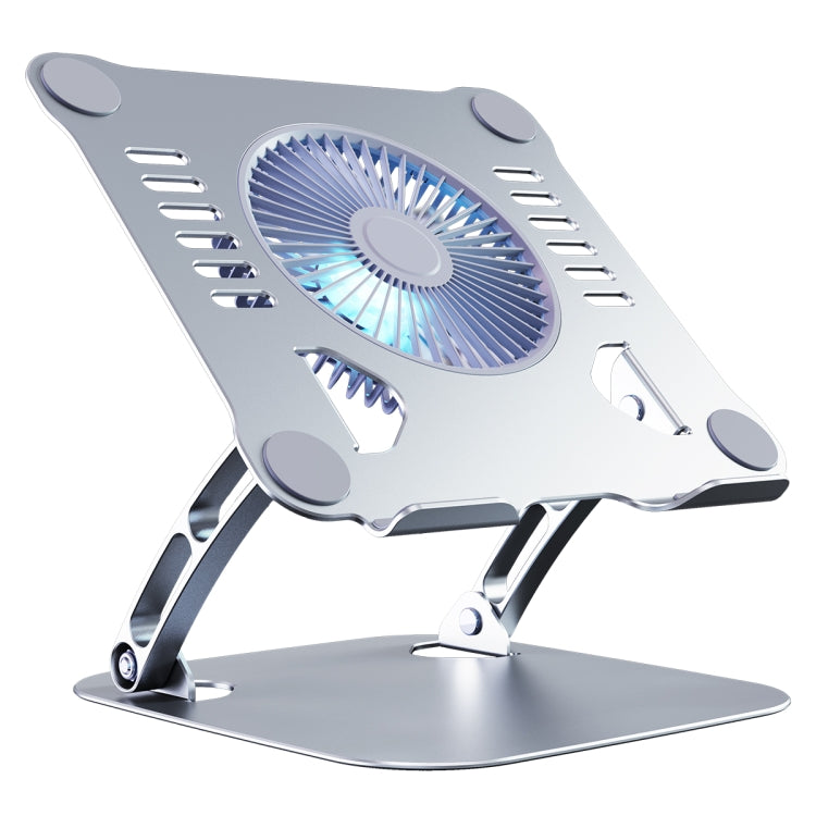 R-JUST HZ22 Dual-purpose Desktop Fan Aluminum Alloy Laptop  Bracket with Light, HZ22 (Silver), HZ22 (Tarnish)
