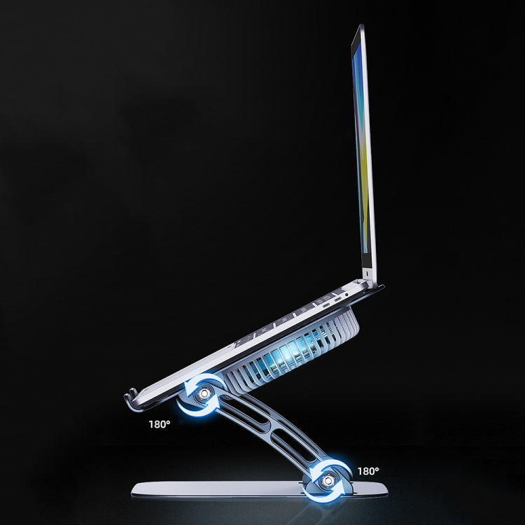 R-JUST HZ22 Dual-purpose Desktop Fan Aluminum Alloy Laptop  Bracket with Light, HZ22 (Silver), HZ22 (Tarnish)