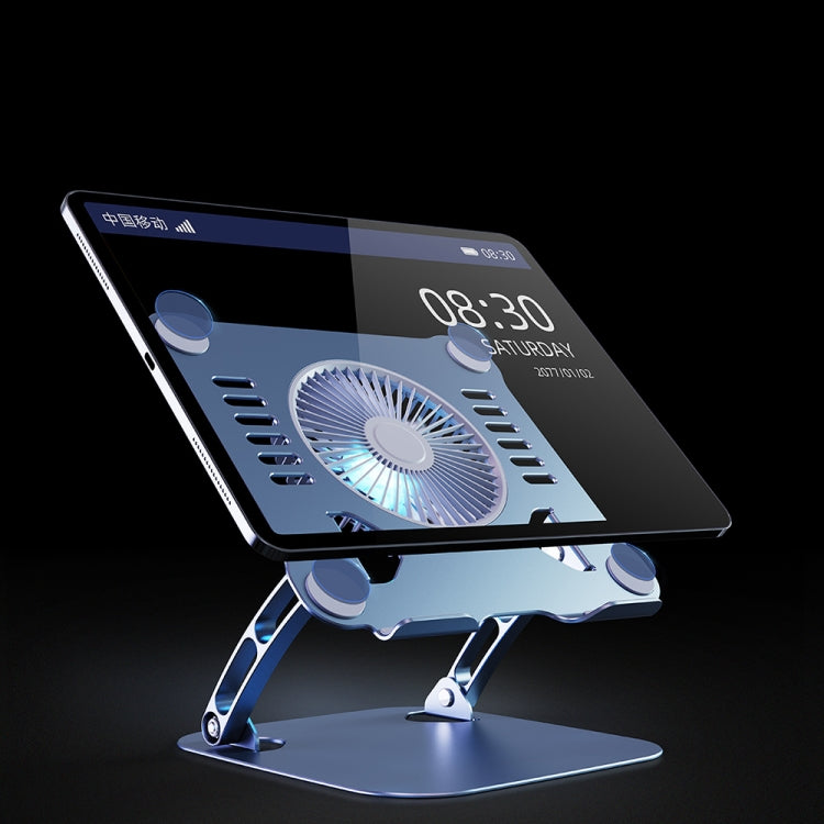 R-JUST HZ22 Dual-purpose Desktop Fan Aluminum Alloy Laptop  Bracket with Light, HZ22 (Silver), HZ22 (Tarnish)