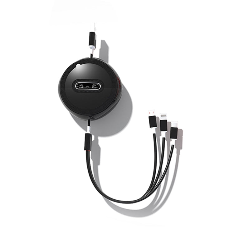 Micro + 8 Pin + Type-C / USB-C 3 In 1 Telescopic Charging Cable