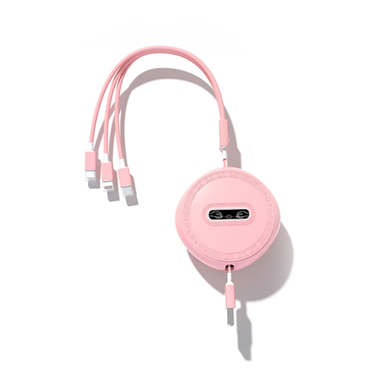 Micro + 8 Pin + Type-C / USB-C 3 In 1 Telescopic Charging Cable