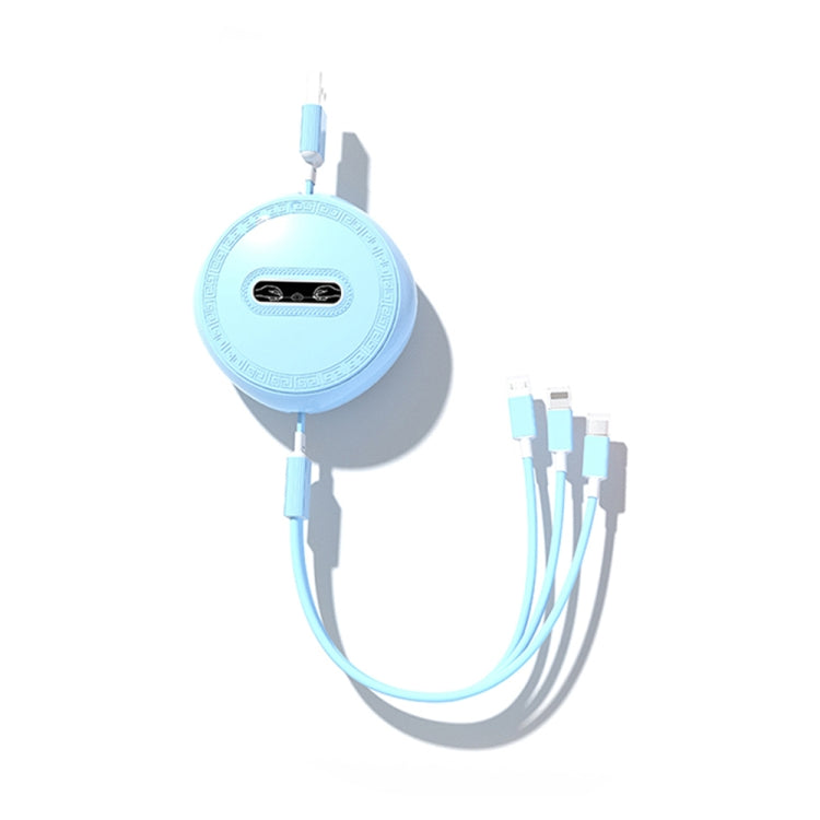 Micro + 8 Pin + Type-C / USB-C 3 In 1 Telescopic Charging Cable