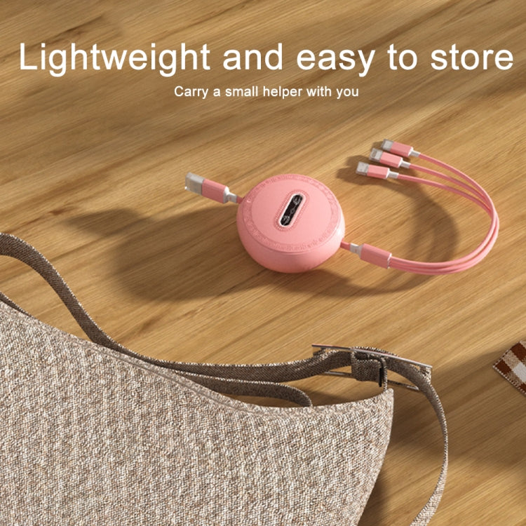 Micro + 8 Pin + Type-C / USB-C 3 In 1 Telescopic Charging Cable