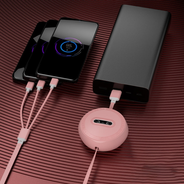 Micro + 8 Pin + Type-C / USB-C 3 In 1 Telescopic Charging Cable