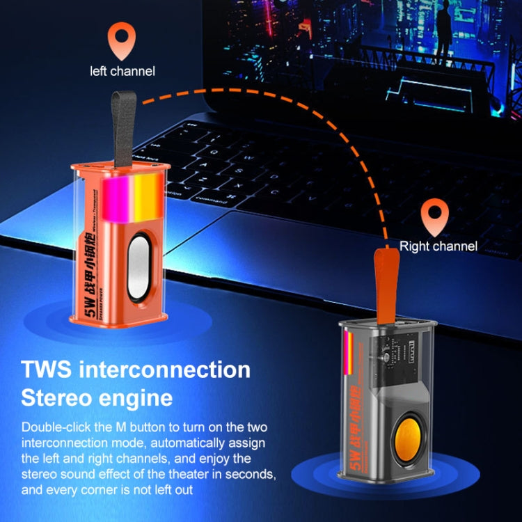 5W Portable Bullet TWS Wireless Bluetooth Speaker, (Grey), (Purple), (Orange), (Green)