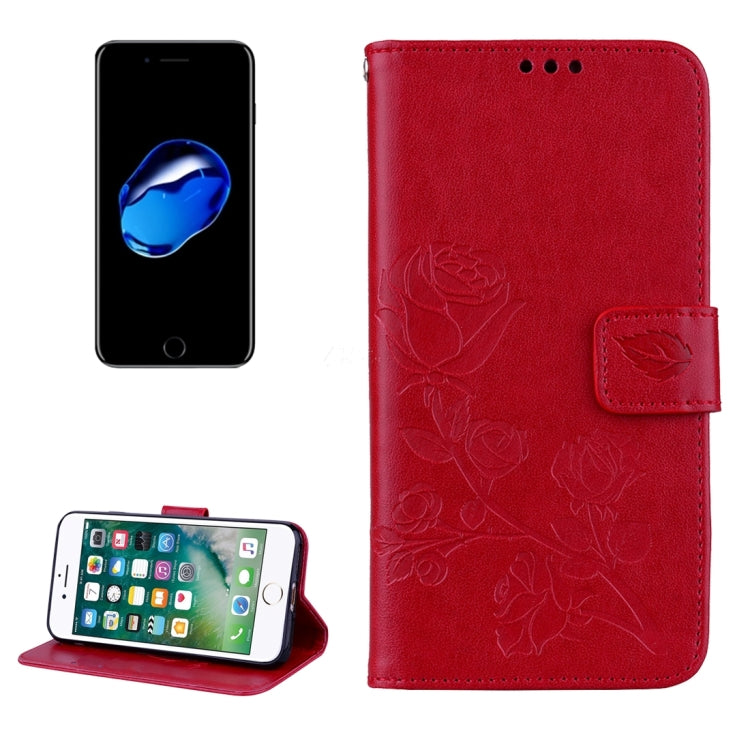 Fro  iPhone 8 & 7  Roses Pressed Flowers Pattern Flip Leather Case with Holder & Card Slots & Wallet