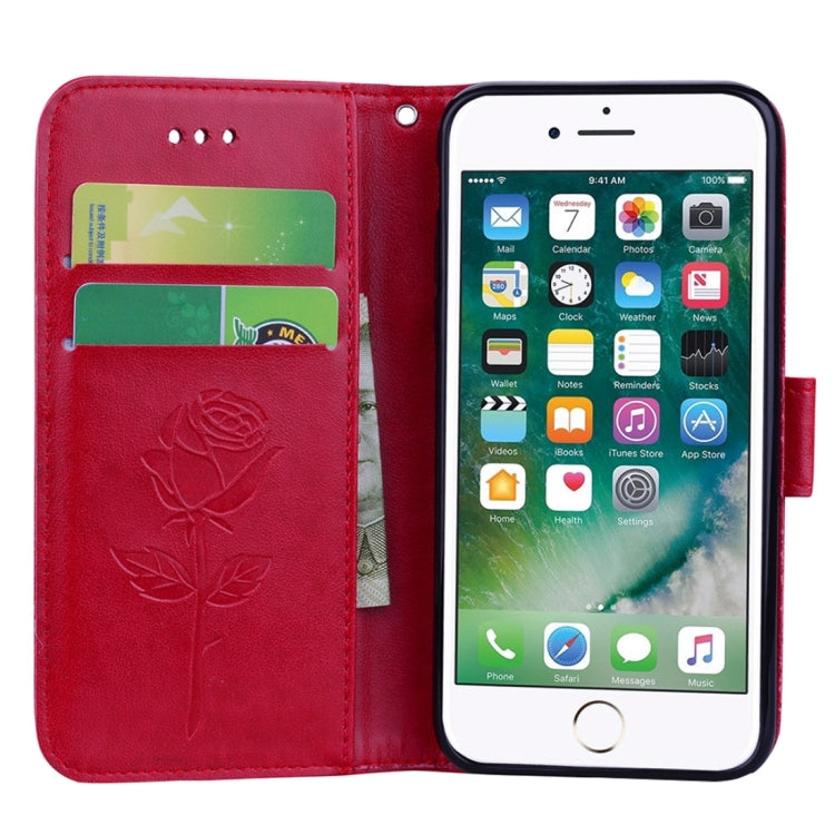 Fro  iPhone 8 & 7  Roses Pressed Flowers Pattern Flip Leather Case with Holder & Card Slots & Wallet