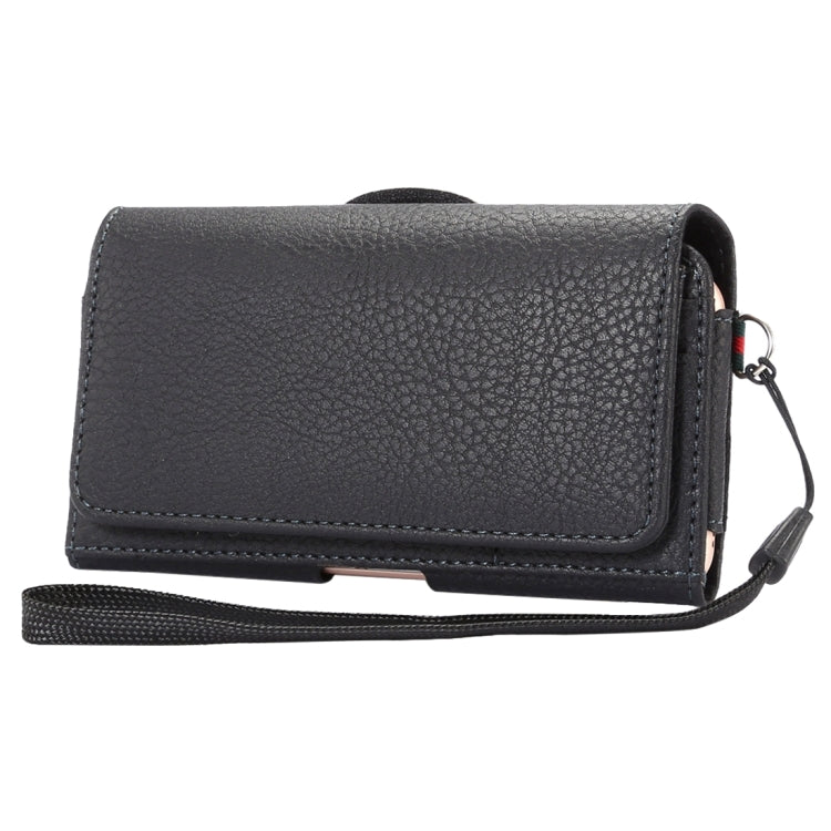 Universal Litchi Texture Vertical Flip Thwartwise PU Leather Case / Waist Bag with Back Splint & Card Slots & 15cm Lanyard for  iPhone 8 & 7  & 6s & 6, Galaxy SIV & SIII, Xiaomi Redmi 3 & 3X, Size: 14.3 x 7.5 x 1.5 cm