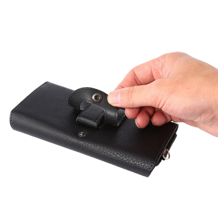 Universal Litchi Texture Vertical Flip Thwartwise PU Leather Case / Waist Bag with Back Splint & Card Slots & 15cm Lanyard for  iPhone 8 & 7  & 6s & 6, Galaxy SIV & SIII, Xiaomi Redmi 3 & 3X, Size: 14.3 x 7.5 x 1.5 cm