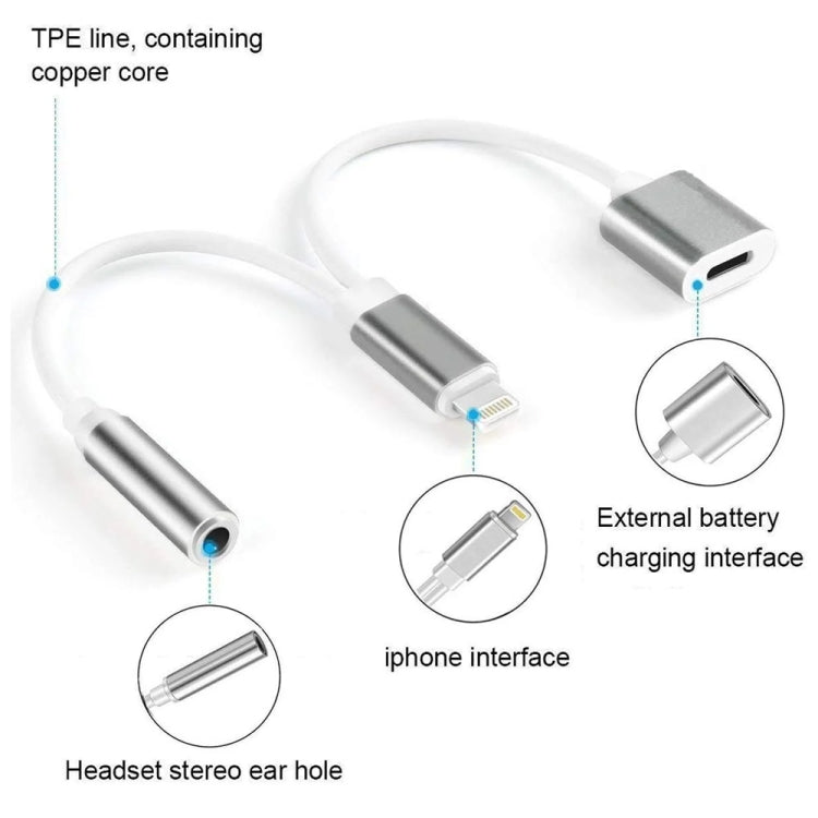 Câble adaptateur de chargeur 10 cm 8 broches femelle et 3,5 mm audio femelle vers 8 broches mâle, compatible avec tous les systèmes iOS