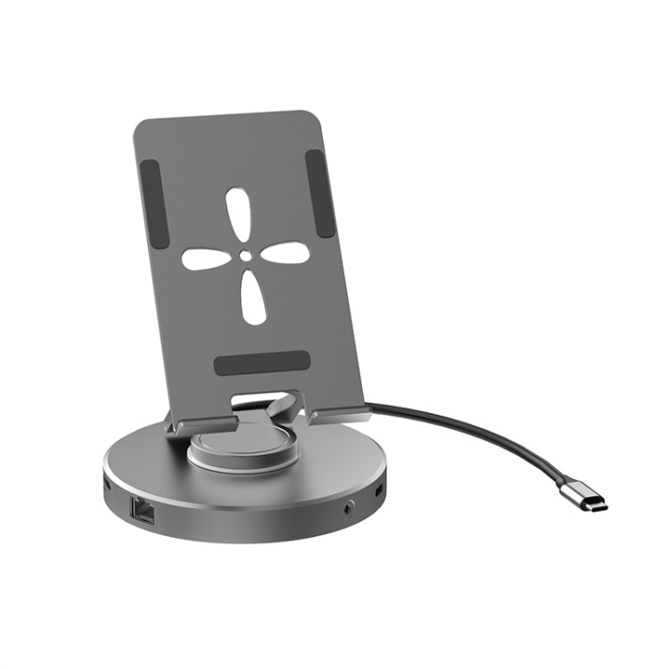 V269A 10 in 1 Type-C / USB-C PD Power 4K/60Hz Multiport HUB Expansion Dock Swivel Stand HDMI Dongle Docking Station, V269A