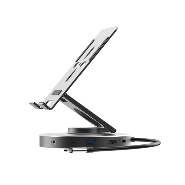 V269A 10 in 1 Type-C / USB-C PD Power 4K/60Hz Multiport HUB Expansion Dock Swivel Stand HDMI Dongle Docking Station, V269A