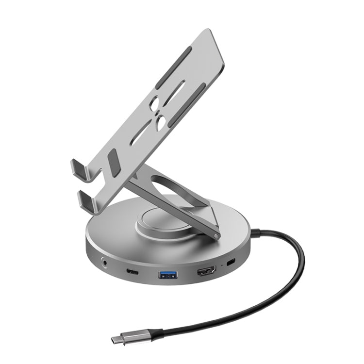 V269B 10 in 1 Type-C / USB-C PD Power 4K/60Hz Multiport HUB RJ45 Expansion Dock Swivel Stand HDMI Dongle Docking Station, V269B