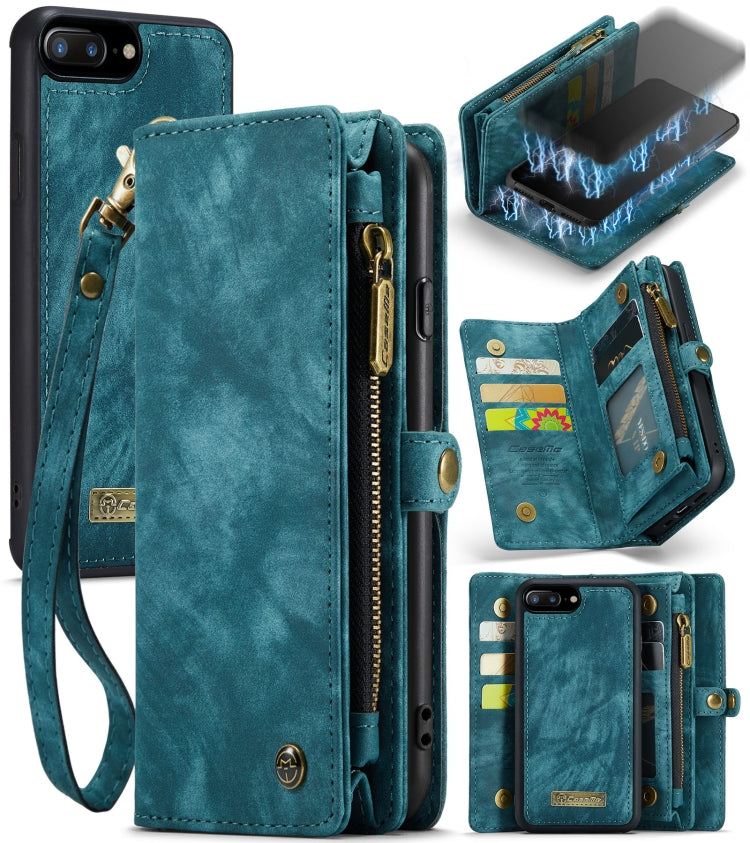 CaseMe for iPhone 8 Plus & 7 Plus   Multifunctional Leather Billfold with Detachable Magnetic PC Back Protective Case & Holder & 11 Card Slots & 3 Cash Slots & 1 Zipper Wallet & 2 Photo Frames & 3 Magnetic Clasps