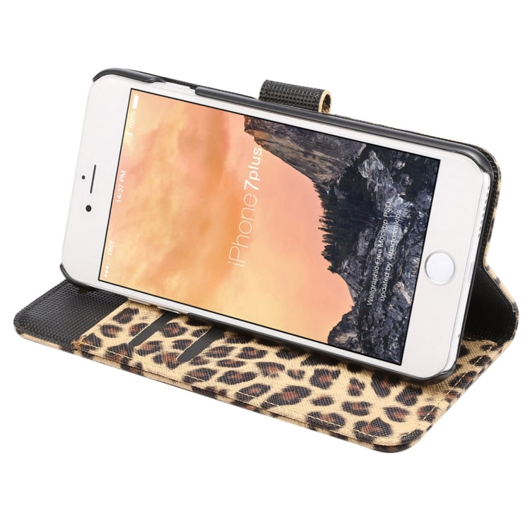 For iPhone 8 Plus & 7 Plus   Leopard Texture Horizontal Flip Leather Case with Holder & Card Slots & Wallet