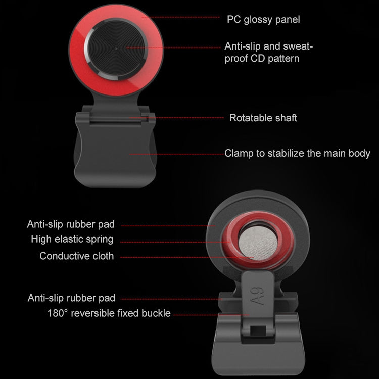 A9 Direct Mobile Clip Games Joystick Artifact Hand Travel Button Sucker with Ring Holder for iPhone, Android Phone, Tablet, A9 Gold, A9 REd, A9 Silver