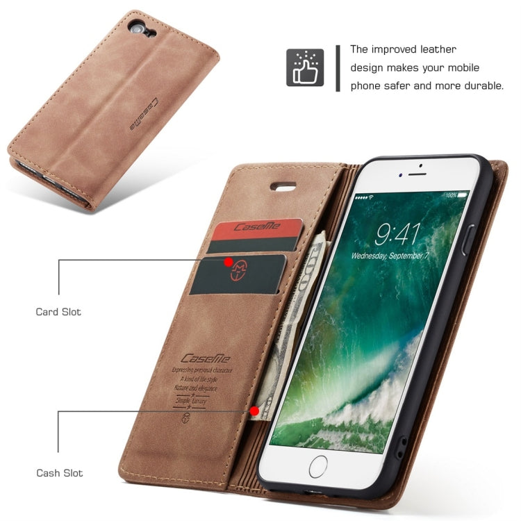 CaseMe-013 Multifunctional Retro Frosted Horizontal Flip Leather Case for iPhone 7 / 8, with Card Slot & Holder & Wallet, For iPhone 7 / 8