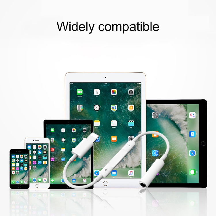 8 Pin Male to 3.5mm Female Headphone Jack Wire Control Bluetooth Audio Adapter, Support Music, Calls, Volume Control