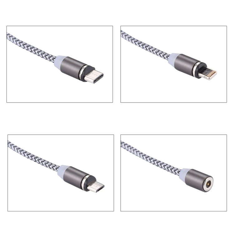 Câble de chargement et de synchronisation de données Weave 8 broches + Micro USB + USB-C / Type-C vers USB de 1,05 m avec indicateur LED
