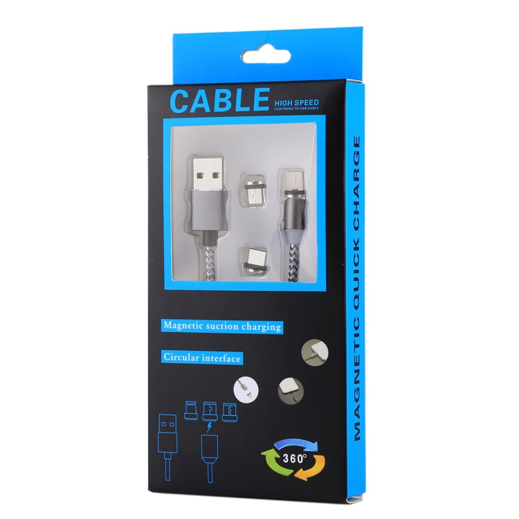 Câble de chargement et de synchronisation de données Weave 8 broches + Micro USB + USB-C / Type-C vers USB de 1,05 m avec indicateur LED