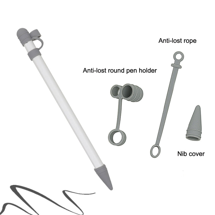 Étui de protection 3 en 1 en silicone pour Apple Pencil, gris et blanc, avec stylet tactile et stylet Nip Pen