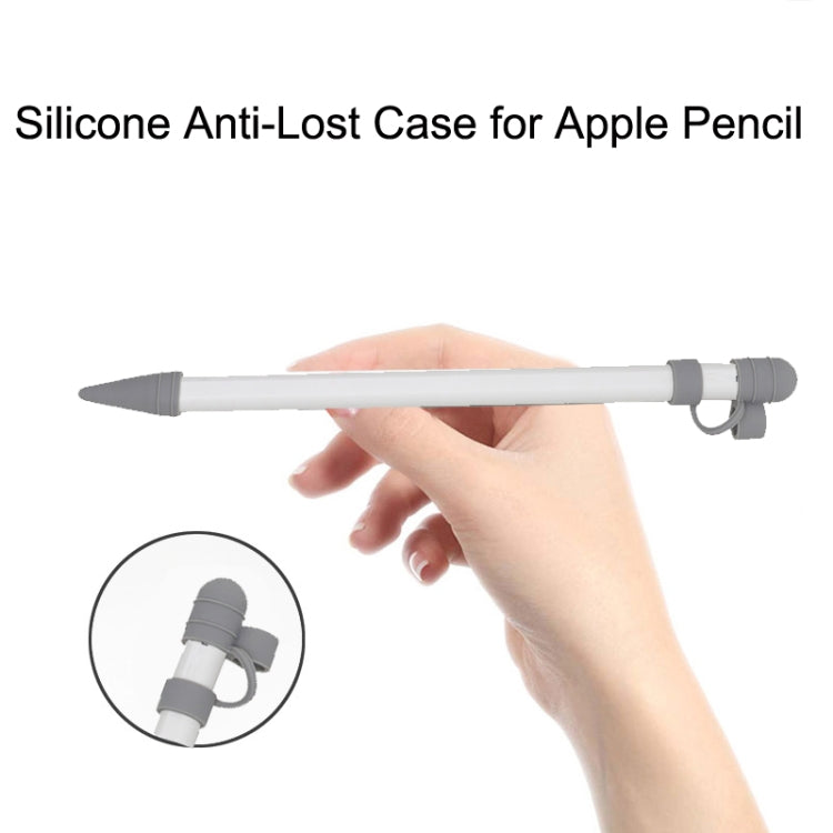 Étui de protection 3 en 1 en silicone pour Apple Pencil, gris et blanc, avec stylet tactile et stylet Nip Pen