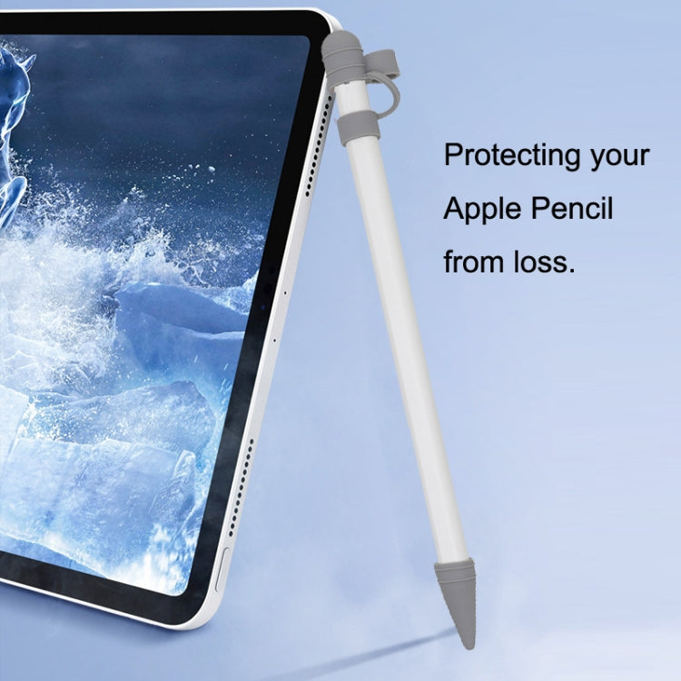 Étui de protection 3 en 1 en silicone pour Apple Pencil, gris et blanc, avec stylet tactile et stylet Nip Pen