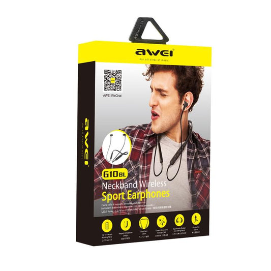 G10BL Bluetooth earphone retail packaging with complete accessories and user manual