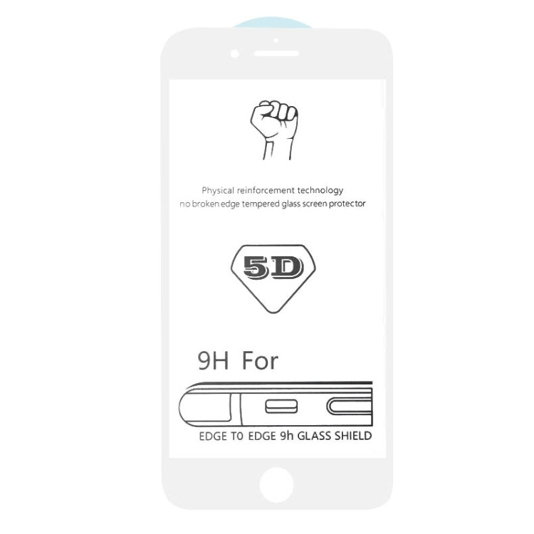 25 PCS 9H 5D White Full Glue Full Screen Tempered Glass Film for iPhone 8 / 7, For iPhone SE 2020 / 8 / 7 (White) (25 PCS)